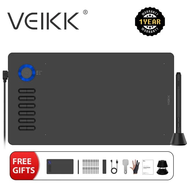 VEIKK A15PROデジタル描画タブレット,バッテリー付きグラフィックタブレット,チルト機能,Android, Windows, Mac, 12キ :a 4000352615587 20240310:newold goods