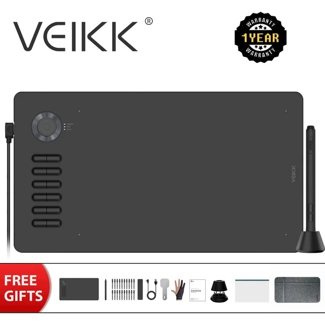 VEIKK A15PROデジタル描画タブレット,バッテリー付きグラフィックタブレット,チルト機能,Android, Windows, Mac, 12キ :a 4000352615587 20240310:newold goods