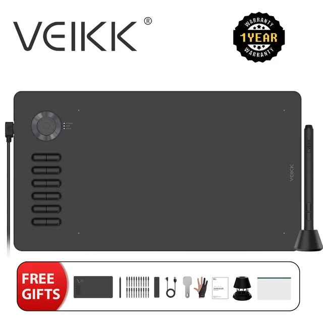 VEIKK A15PROデジタル描画タブレット,バッテリー付きグラフィックタブレット,チルト機能,Android, Windows, Mac, 12キ :a 4000352615587 20240310:newold goods