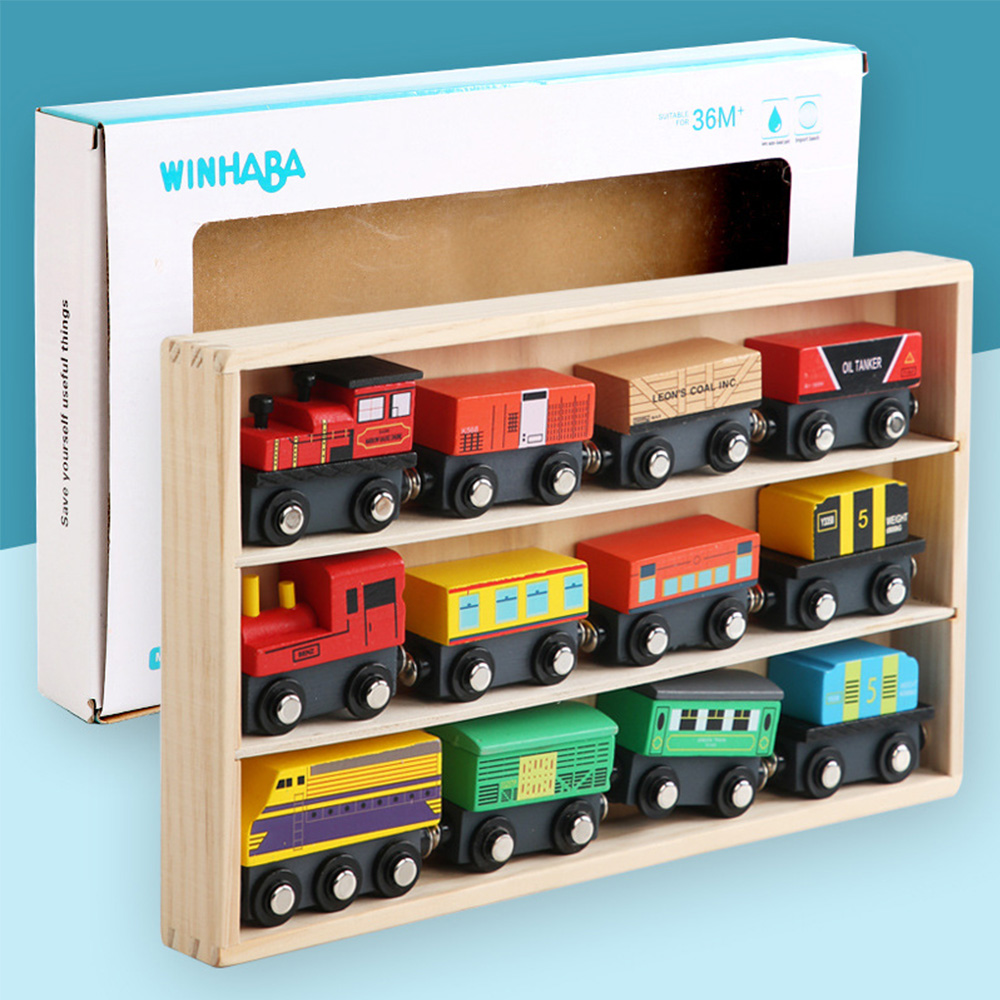 ミニカー 磁石でくっつく 木製 電車 セット お片付けボックス付 インテリアにも :nb-toy2030:ニューパーク 通販  