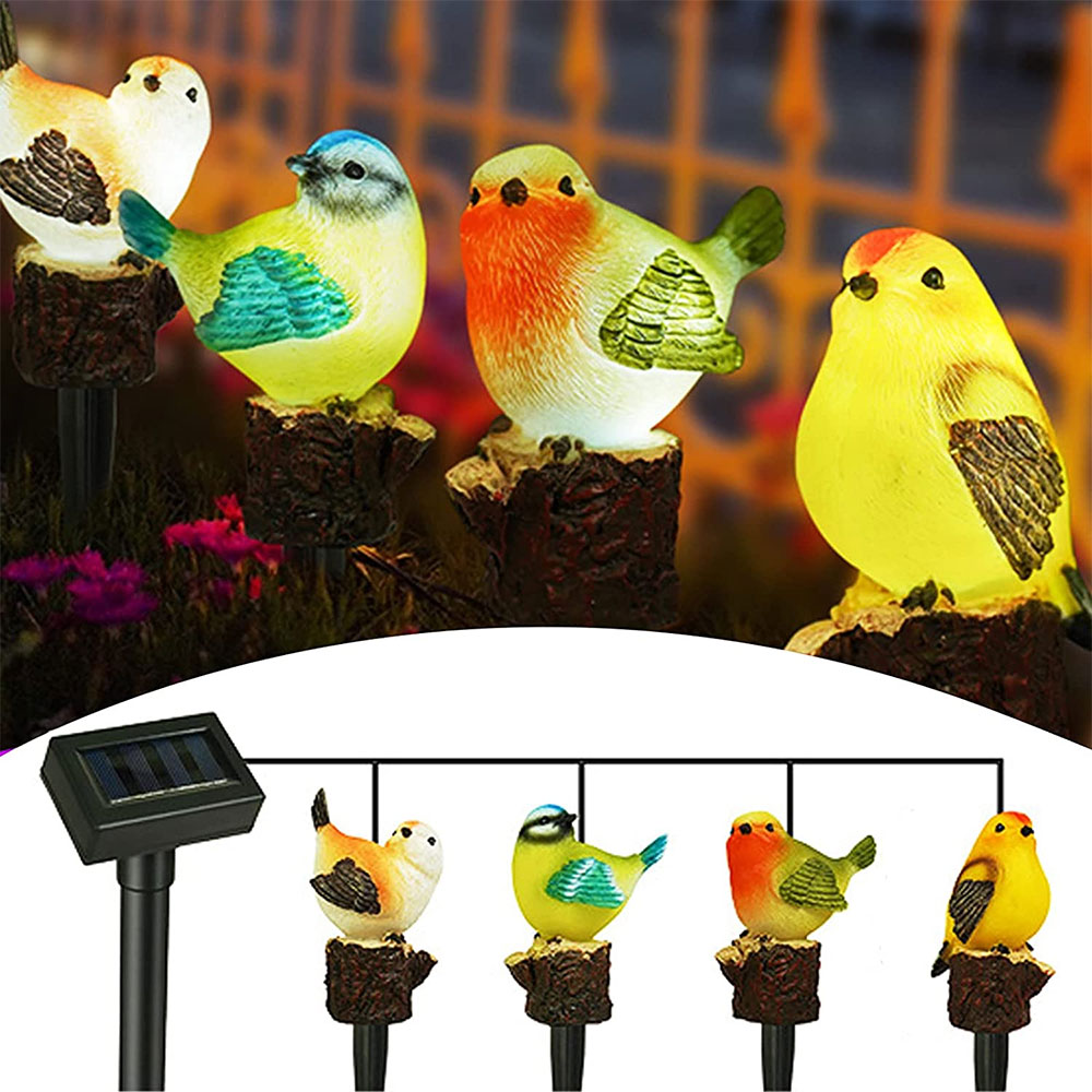 ガーデンライト ソーラー 動物 鳥 かわいい小鳥 4匹 (鳥) : nc-lap3025