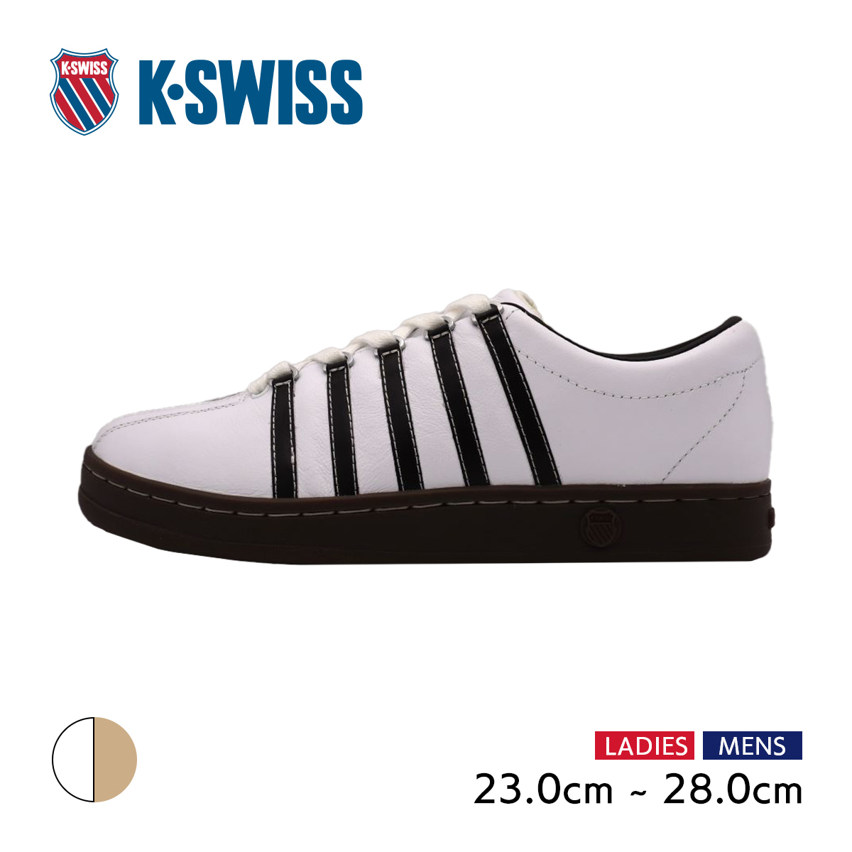 K・SWISS ケースイス CLASSIC クラシック スニーカー メンズ レディース 本革 WHITE×BEIGE KS88 送料無料【FT】