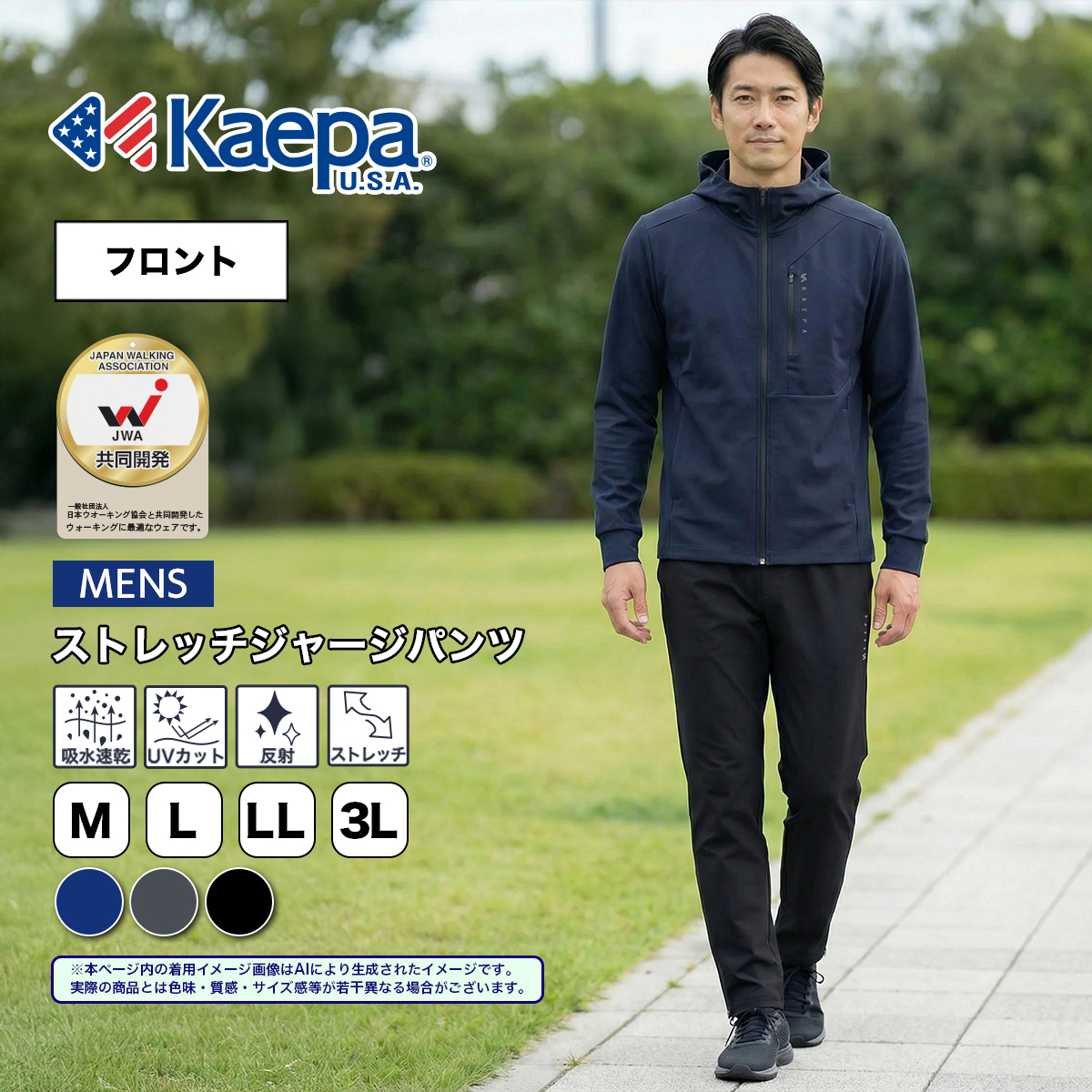 Kaepa（ケイパ） ジャージ 下 パンツ メンズ 長袖 ロング 天竺 日本