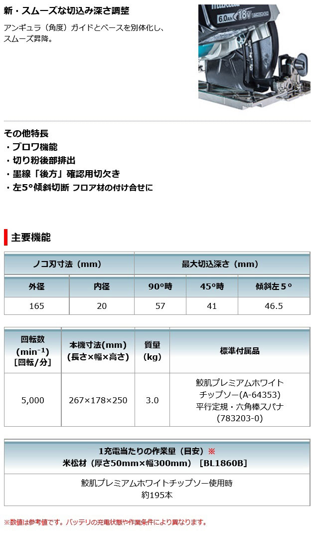 マキタ HS610DRGX 充電式マルノコ 165mm［無線連動非対応］18V 6.0Ah