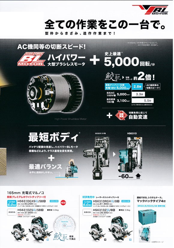 サービス マキタ HS631DZSB 黒 １６５ｍｍ充電式マルノコ 18V本体のみ バッテリ 充電器 システムケース別売 discoversvg.com