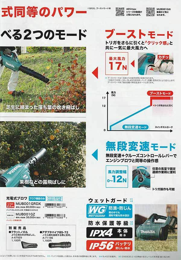 別倉庫からの配送】 makita マキタ 40Vmax充電式ブロワ MUB001GZ 本体