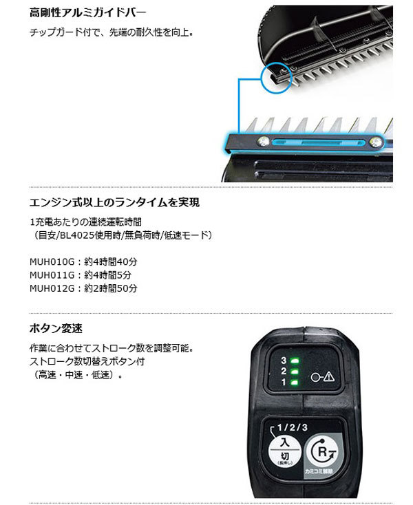 マキタ MUH010GRDX 充電式ヘッジトリマ［片刃式］500mm 40Vmax 2.5Ah