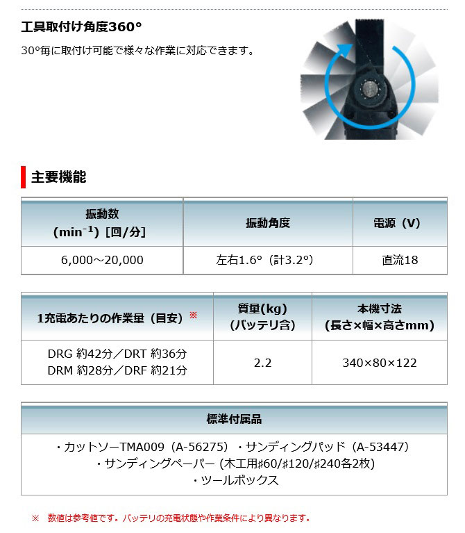 マキタ TM51DRG 充電式マルチツール 18V 6.0Ah(電池・充電器 マキタ TM51DRG 充電式マルチツール 18V 6.0Ah(電池・充電器