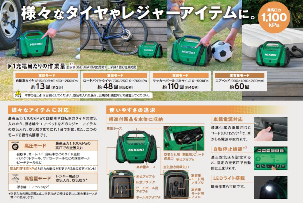 HiKOKI UP18DA(NN) コードレス空気入れ 18V 本体のみ (蓄電池・充電器