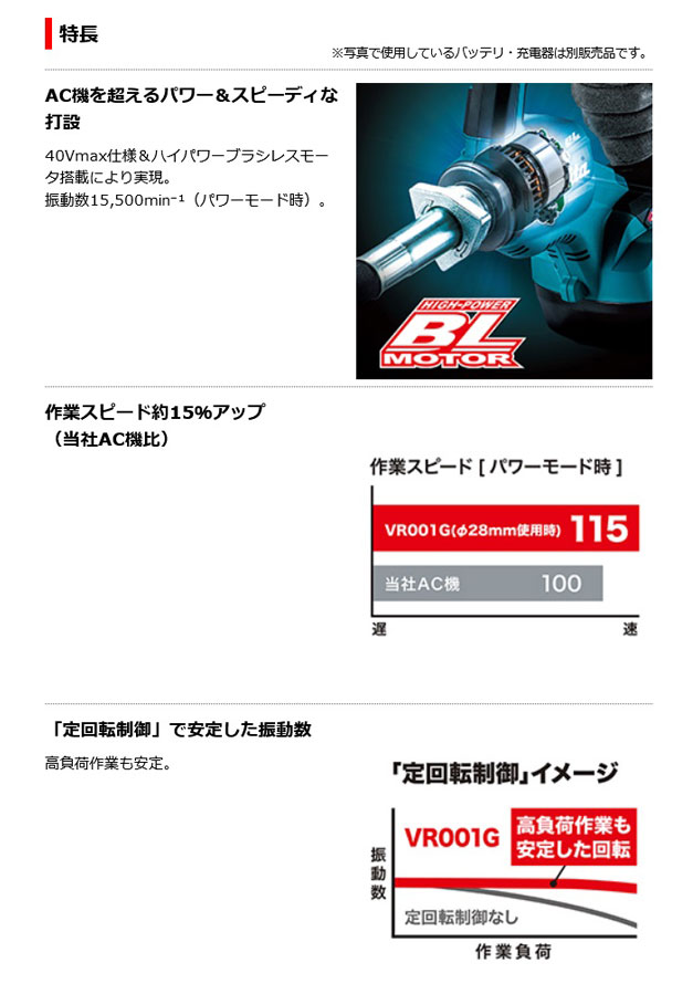 マキタ VR001GZ 充電式コンクリートバイブレータ 40Vmax 本体のみ (電池・充電器別売)