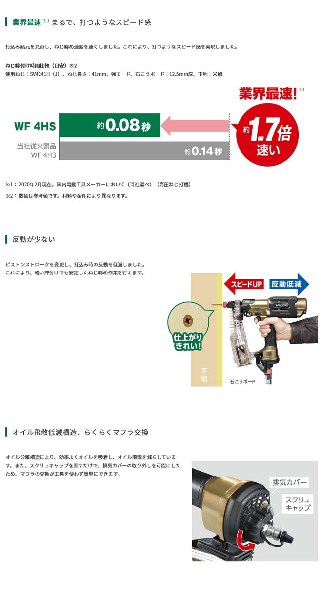 HiKOKI WF4HS 高圧ねじ打機 (ねじ長さ25〜41mm)(ケース付 HiKOKI WF4HS 高圧ねじ打機 (ねじ長さ25〜41mm)(ケース付
