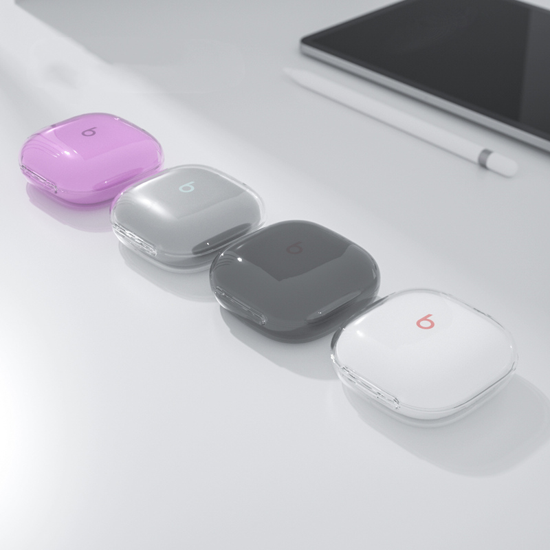 Beats Fit Pro ケース カバー 透明 クリア 保護 かわいい パープル 充電