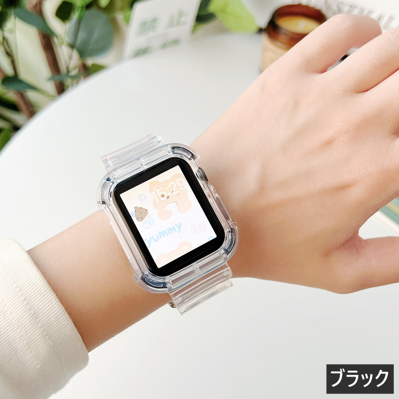 Apple Watch バンド ベルト クリア 透明 series 9 8 7 41mm 38