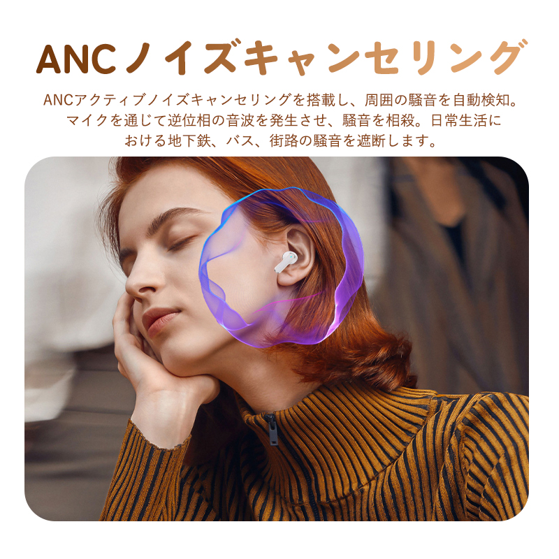 ワイヤレスイヤホン Bluetooth6.0 イヤホン ANC対応 液晶付きイヤホン