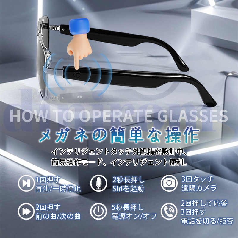 2026新世代！スマートグラス メガネ骨伝導 マイク内蔵 AIワイヤレス