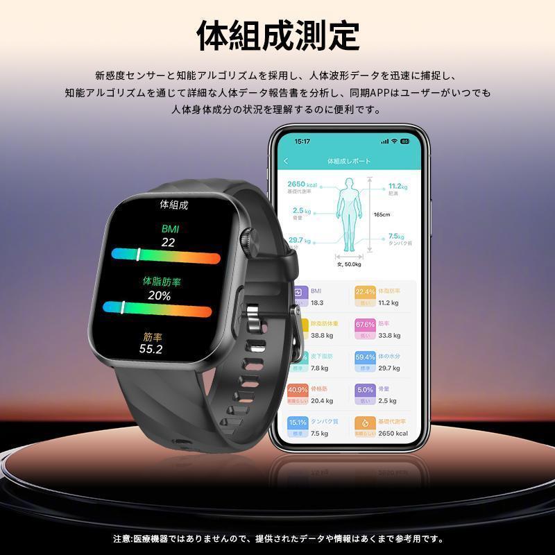 2026最新 スマートウォッチ 血圧測定 糖値 心電図ECG+PPG 通話機能付き
