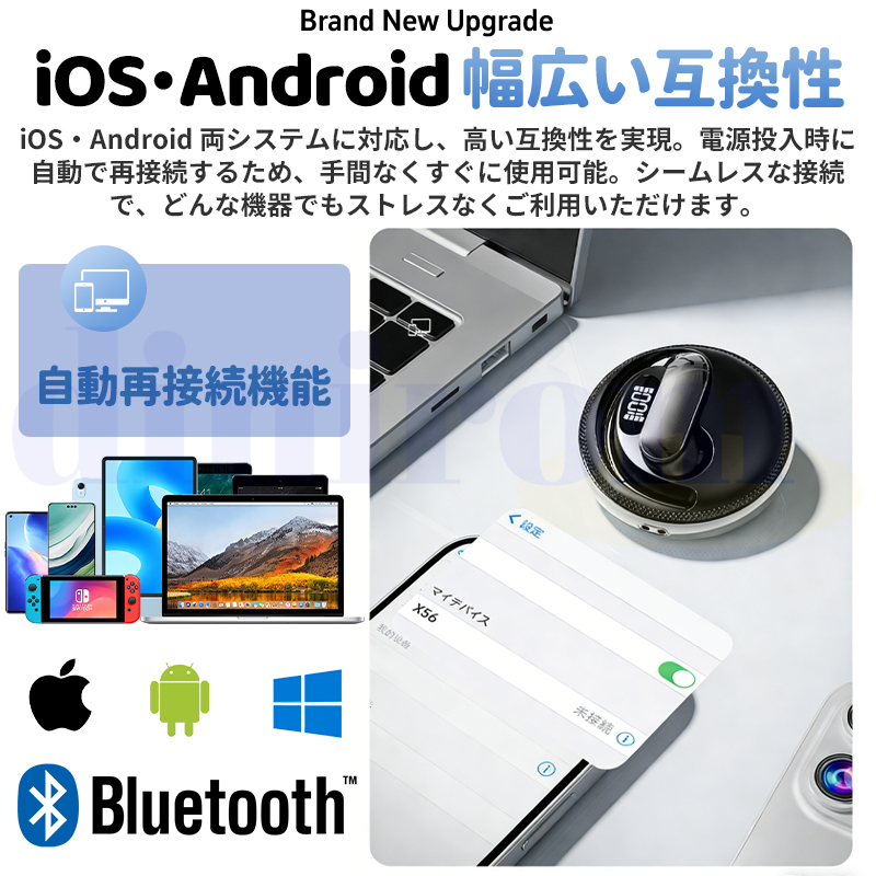 ワイヤレスイヤホン Bluetooth6.0 イヤホン オープンイヤー型 耳を塞が