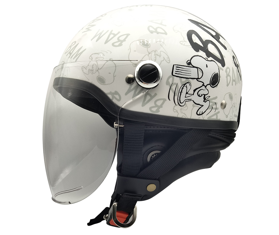 スヌーピー　レディースヘルメット　バイク用　美品 SNOOPY（スヌーピー） ハーフヘルメット SNH-103/104 BAM-BAM 57〜59cm