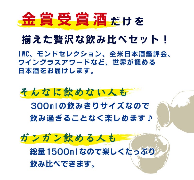 お酒 地酒 送料無料 蓬莱 日本酒 金賞受賞酒飲み比べセット 300ml飲み比べ 5本セット ギフト箱入り (北海道沖縄+890円) あすつく 世界の お酒 ニューヨーク - 通販 - PayPayモール