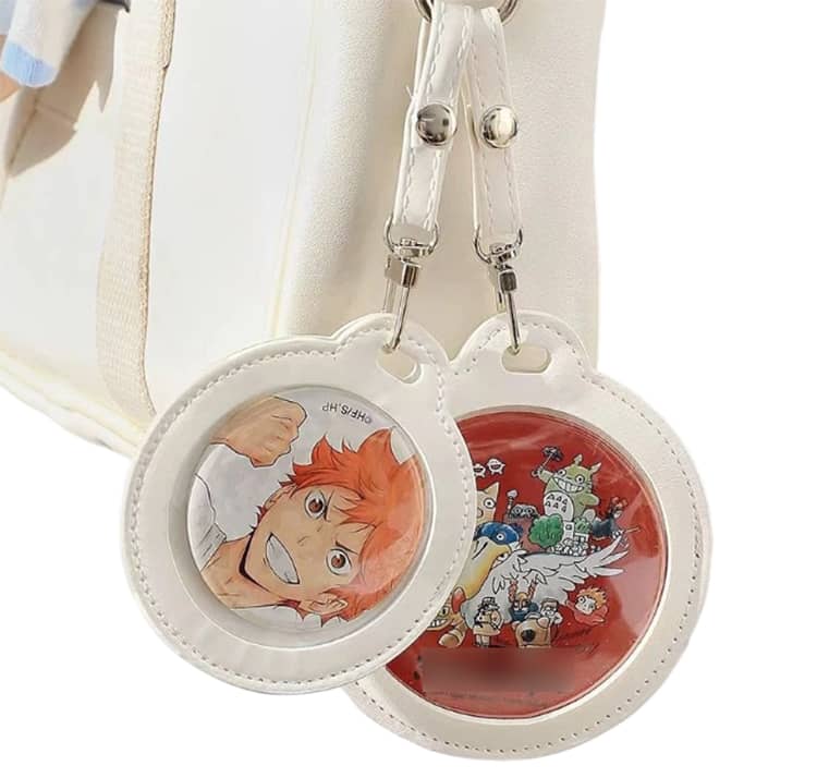 缶バッジ キーホルダー ネコミミ 缶バッジカバー PUレザー 星型 75mm