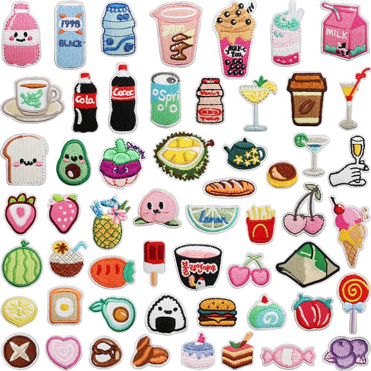 55枚セット アイロンワッペン 食べ物 ワンポイント ワッペン 刺繍