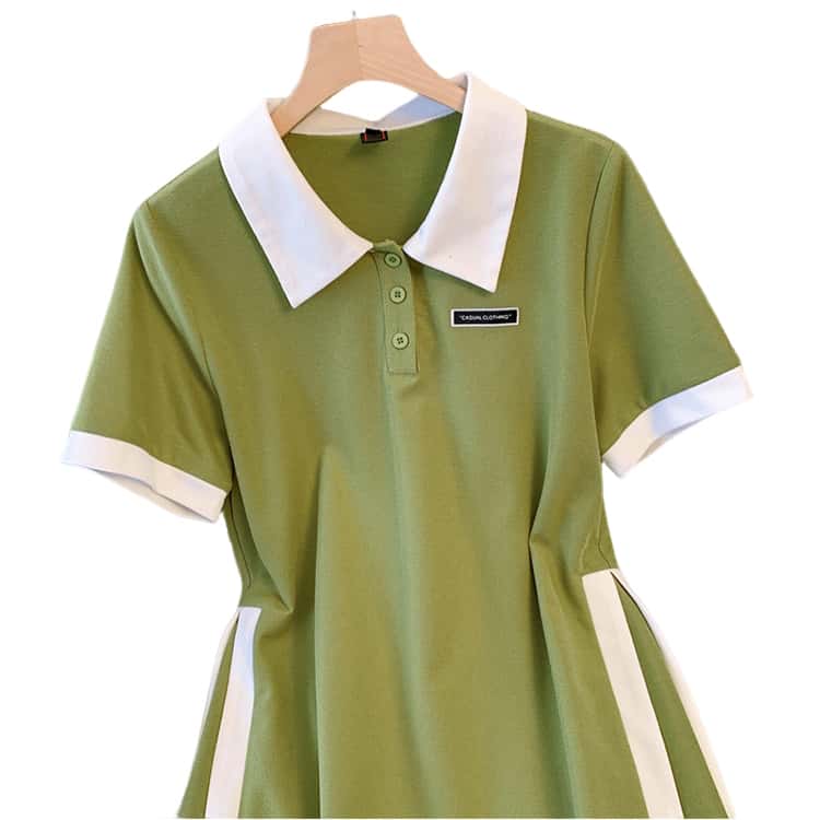 ポロ襟 夏 Tシャツワンピース レディース ポロワンピース 体型カバー