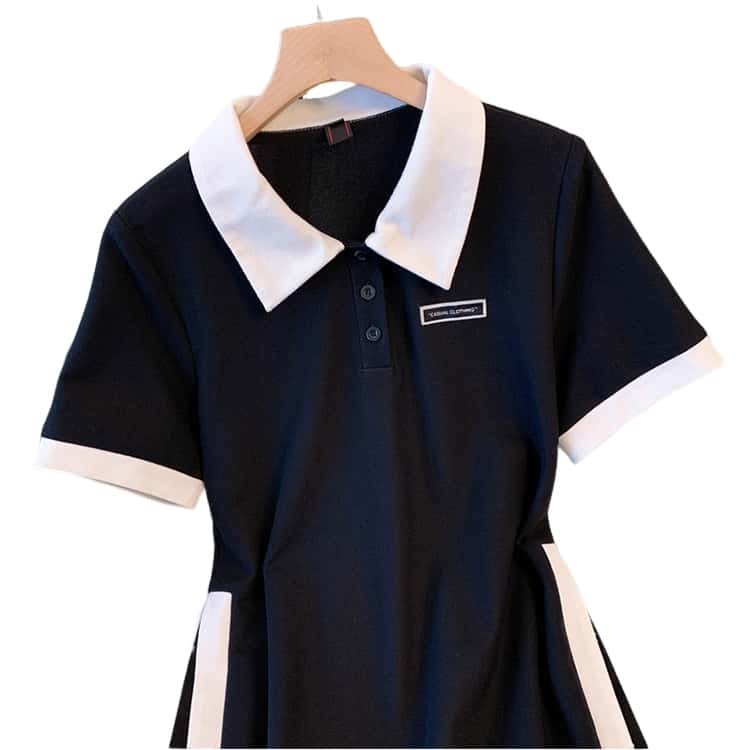 ポロ襟 夏 Tシャツワンピース レディース ポロワンピース 体型カバー