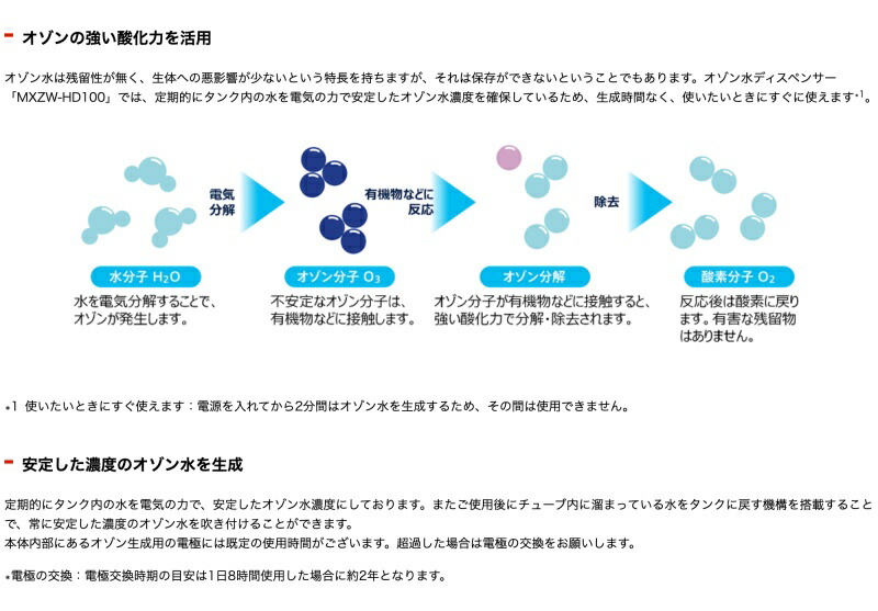 マクセル maxell 業務用オゾン水ディスペンサー「MXZW-HD100」日本製