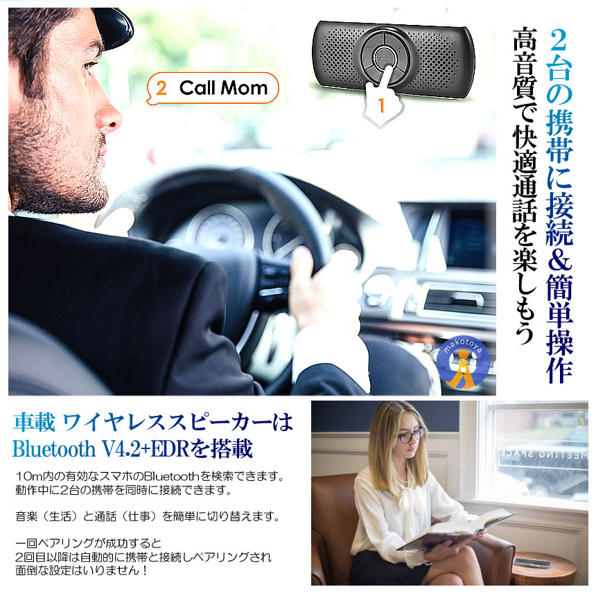 5個セット 車載用 ワイヤレス Bluetoothスピーカー ポータブル ハンズフリー 内蔵マイク 車内通話 音楽再生 GPS LINE通話 SANBASP｜nexts｜03