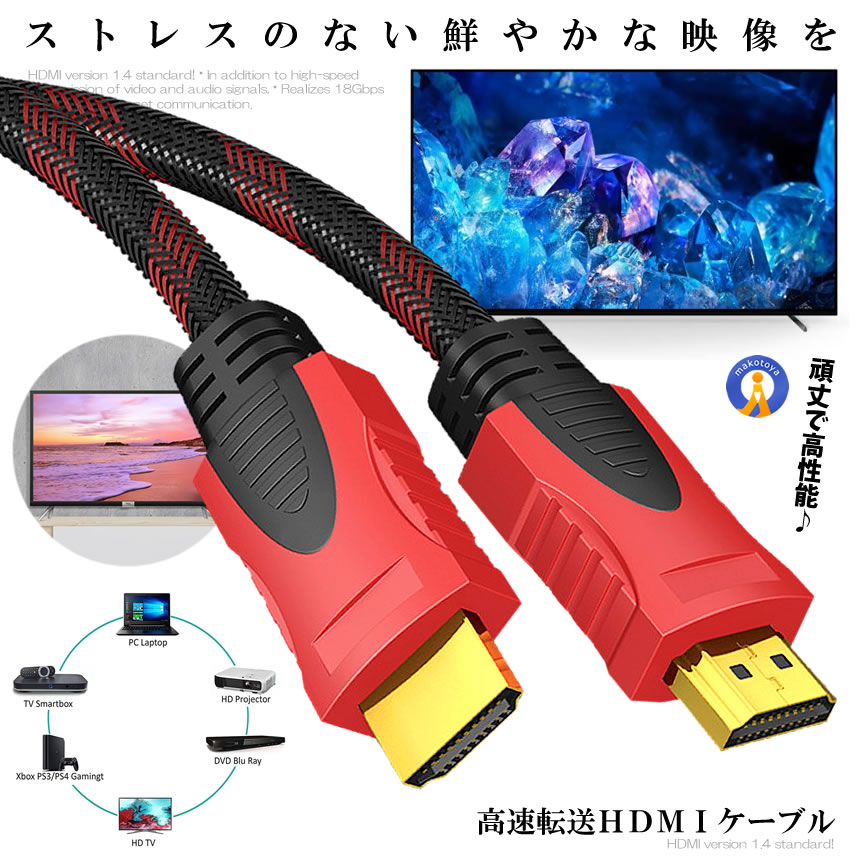 HDMIケーブル 5m 5個セット ハイスピード 銅導体 ナイロン編み 金属頑丈 シャルコネクター イーサネット AVケーブル ARC 4K PS5 PS4 ゲーム 映像 HIGHHDMI5M |  | 01