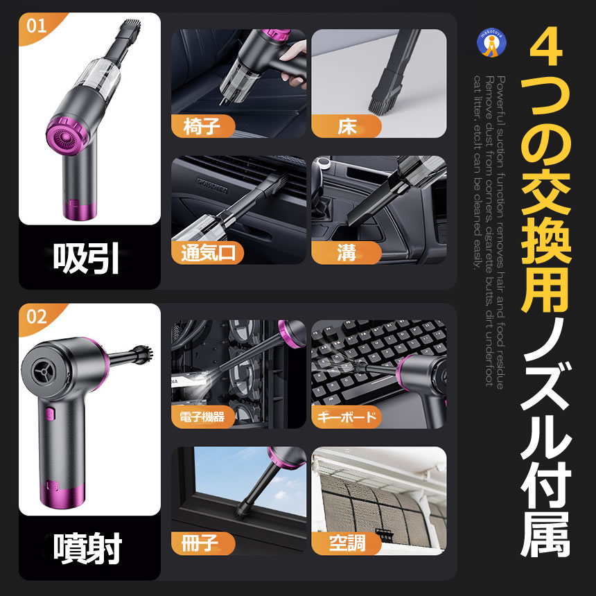 ハンディクリーナー 2個セット コードレス エアダスター 車載掃除機