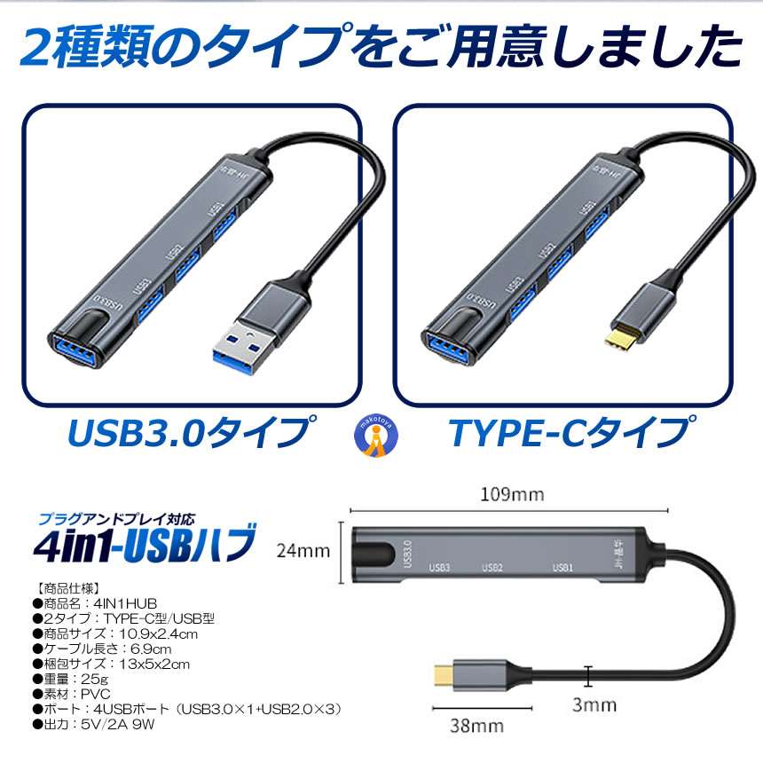 ✨ USBハブ Type-C ハブ 4ポート 5Gbps USB2.0 3.0 BSH4U500C1PBK : USBハブ | バッファロー
