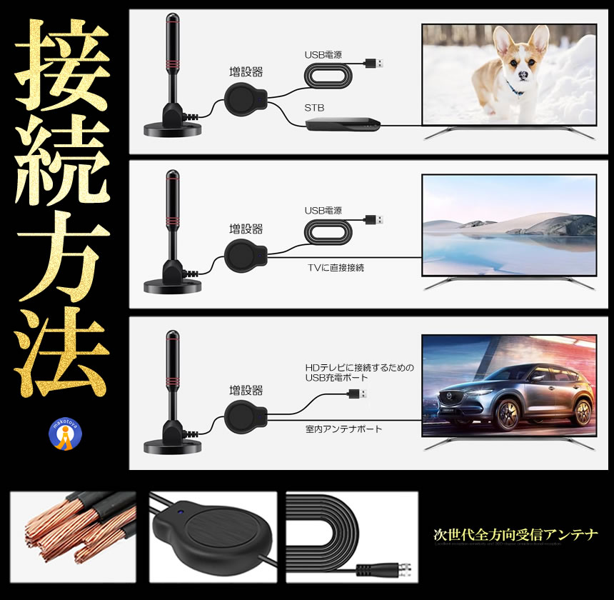 5個セット 室内アンテナ テレビ TV 最強 テレビアンテナ 地デジ
