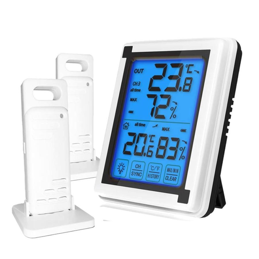 デジタル温湿度計 子機2個タイプ 外気温度計 ワイヤレス 温度湿度計 室内 室外 三つセンサー 高精度 LCD大画面 バックライト機能付き DEGIHOUS-B｜nexts｜05