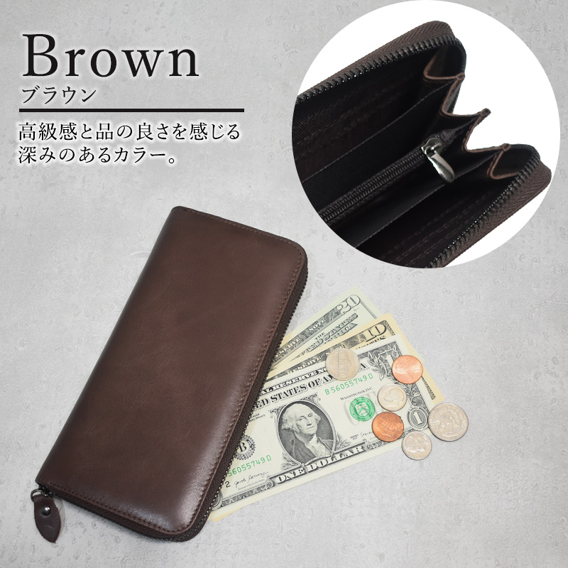 長財布 メンズ 財布 黒 おしゃれ レザー 本革 ラウンドファスナー L字