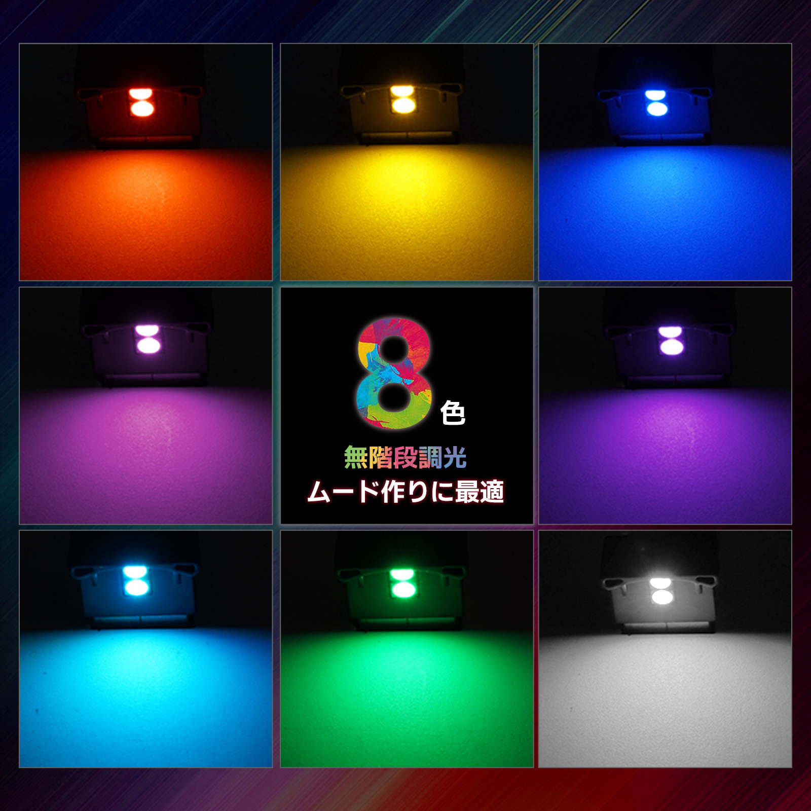 USBライト 車 イルミライト USB Type-C LED ライト 8色３モード 自動車内装ミニUSB 雰囲気ランプ 車内照明 車内コンソール照明 室内夜間ライト 軽量 小型 | アルファード | 03