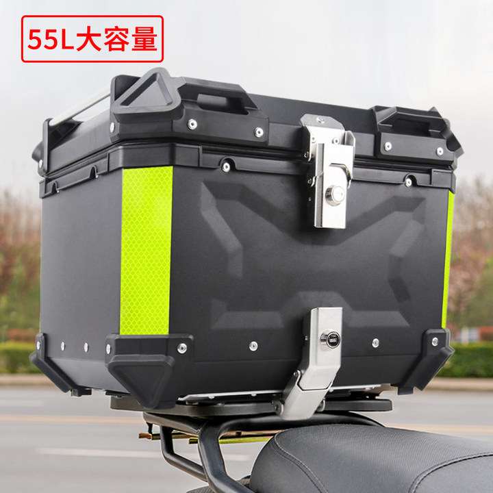 バイクボックス 55L 大容量 リアボックス バイク 大型 トップケース アルミ ハードケース パーツ カスタム ブラック バイク用 鍵付き 鍵付 汎用