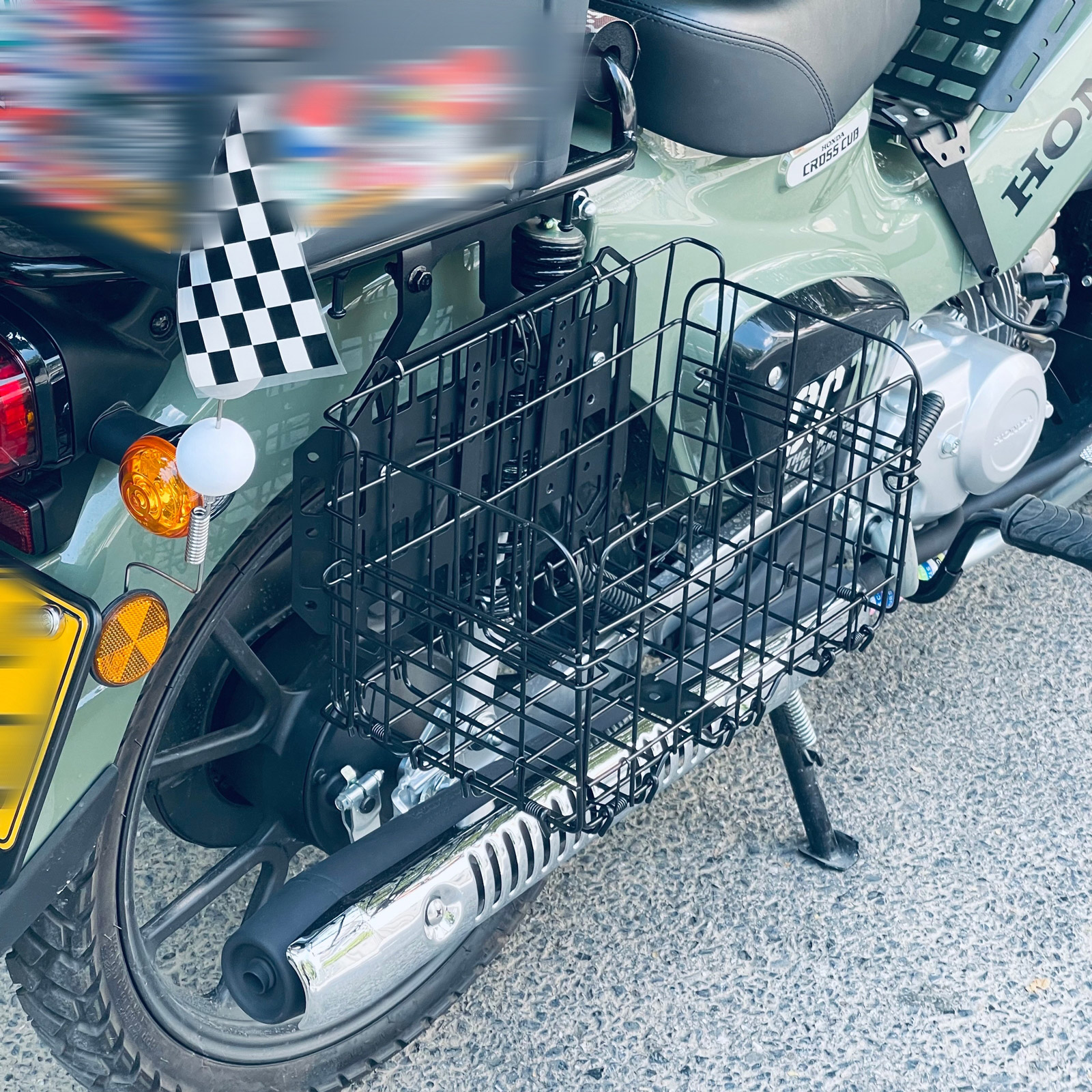 クロスカブ CC110 スーパーカブ サイドバスケット 折りたたみ サイドカゴ バイク用かご サイドステー有り オートバイ 収納バスケット 汎用 ハンターカブ | クロスカブ | 04