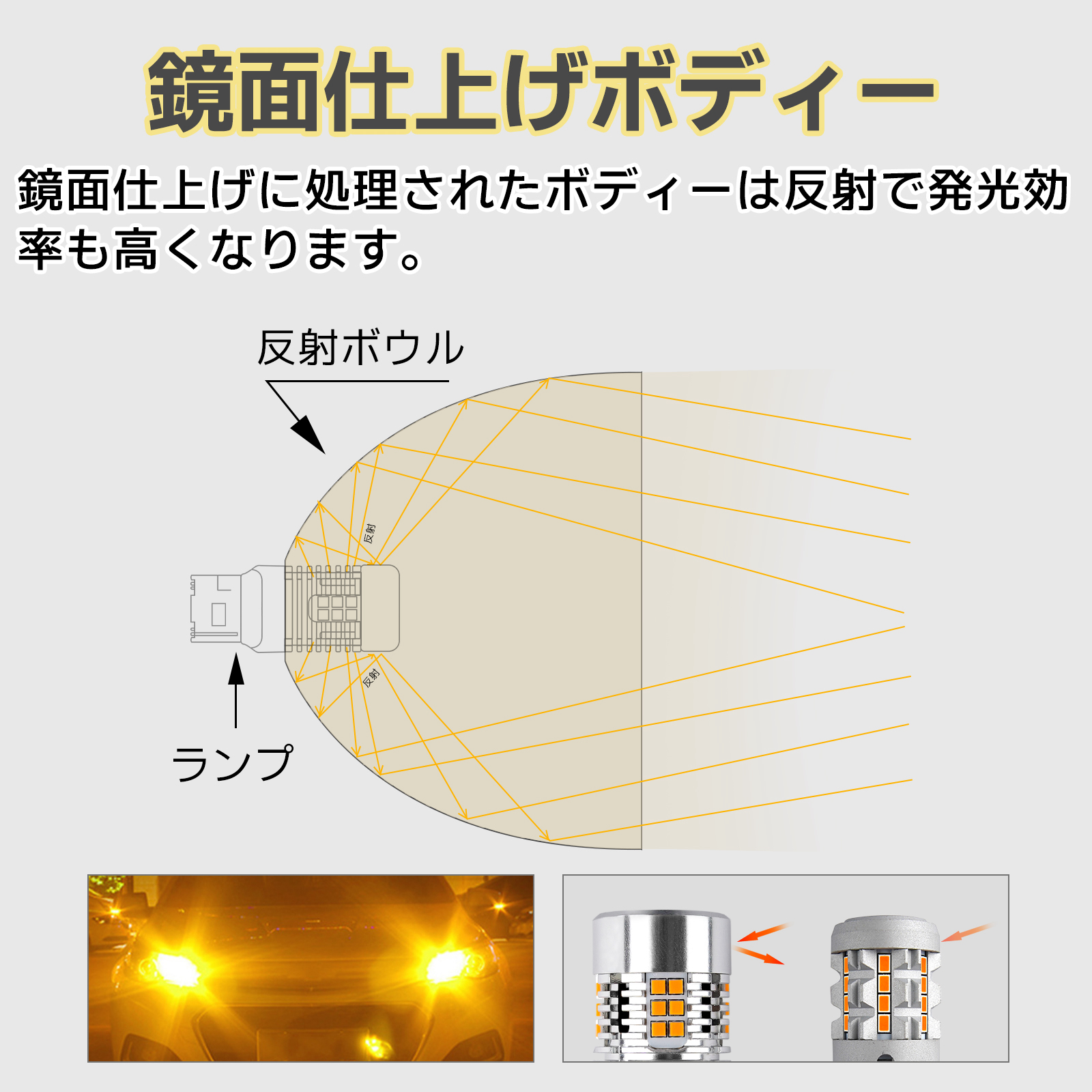 バイク led ウインカー 抵抗内蔵 冷却ファン付 S25 180° キャンセラー内蔵 爆光 アンバー バルブ ミニ ウィンカー 一年保証 |  | 07