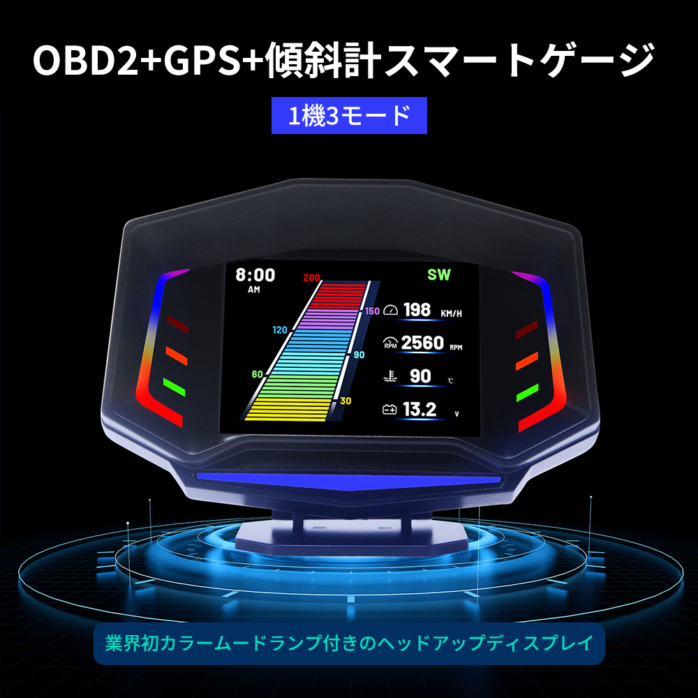 新型 スピードメーター OBD2 マルチメーター タコ メーター ブースト計