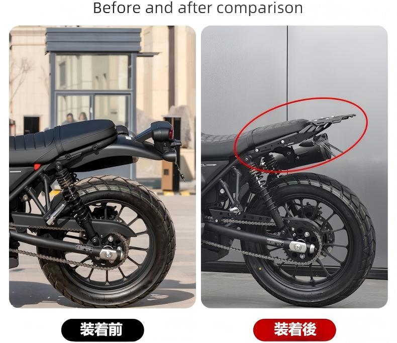 ホンダ CL250 CL500 リアキャリア トップケースキャリア アールスペース キャリア ブラック ステインレス 金属 丈夫 一体感 シルバー ブラック 純正交換 取寄せの画像
