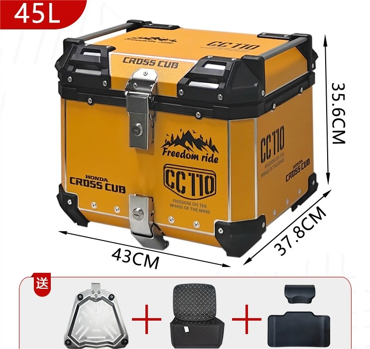 クロスカブ リアボックス 45L 55L アルミ製 防水防塵 着脱しやすい 防犯対策 大容量 CC110 キーロック可能 取り付けベース付き トップケース 各色選択 取寄せ | クロスカブ | 04