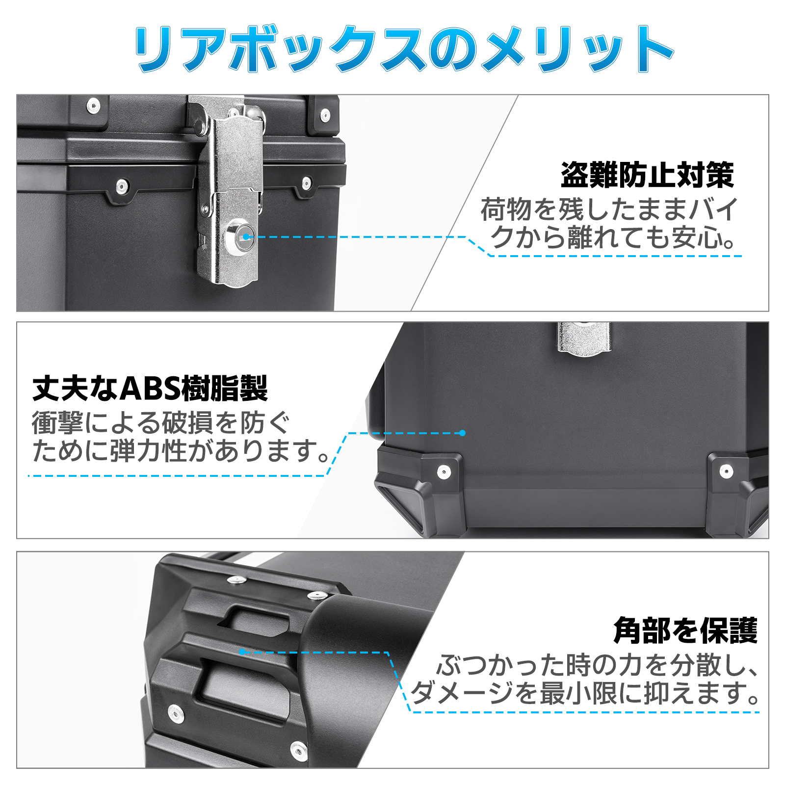 クロスカブ バイク リアボックス 36L ブラック 左開き式 トップケース
