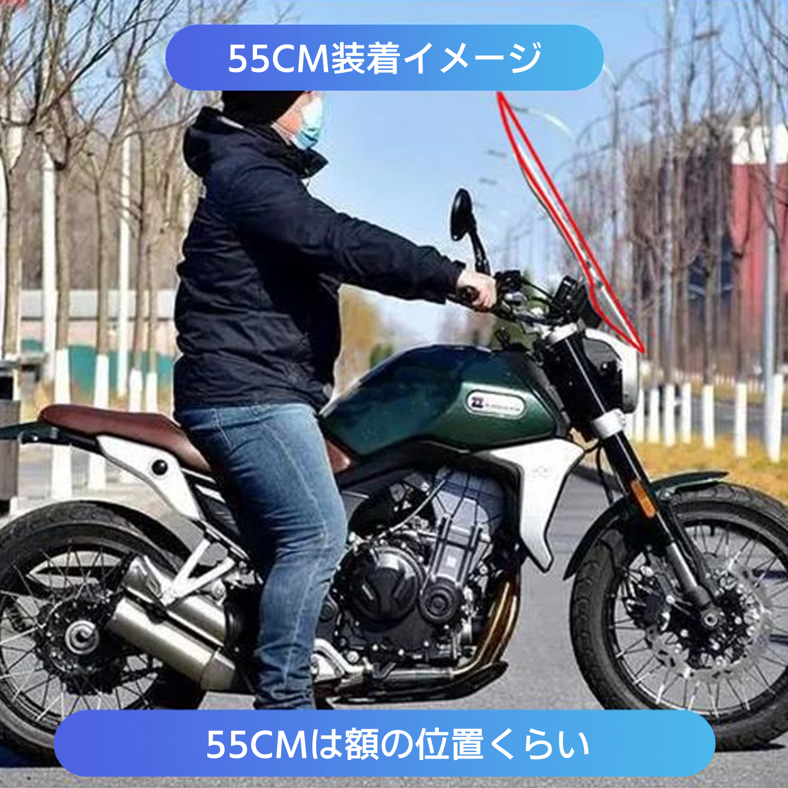 ホンダ レブル250 レブル500 ウインドシールド 風防 風よけ 大型