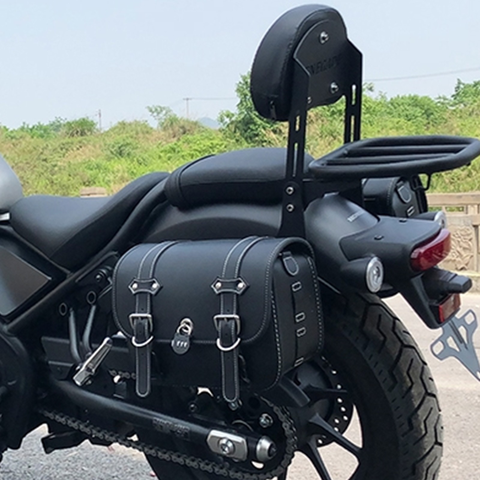クロスカブ ホンダ レブル 250 500 サイドバック カスタム 革 ブラック