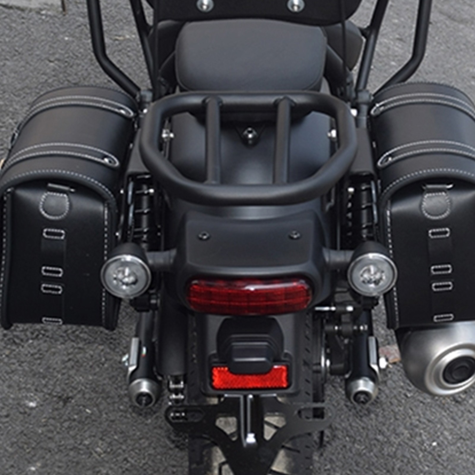 クロスカブ ホンダ レブル 250 500 サイドバック カスタム 革 ブラック