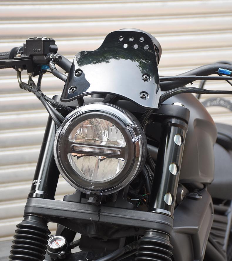 レブル250/500ブラックウィンドシールド 中古　取り付け金具付き ホンダ（HONDA） レブル 250 新型 ウインドシールド フロントグラス