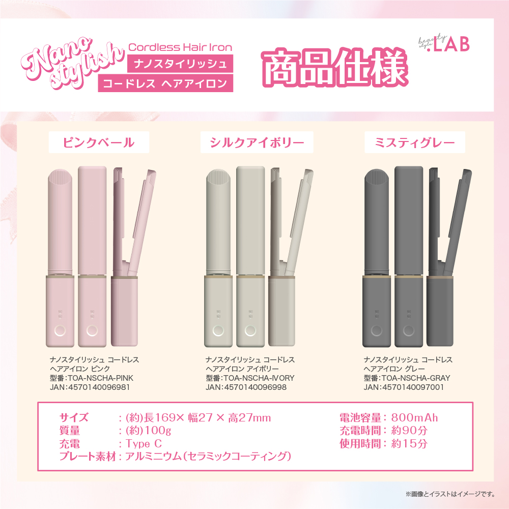 TOAMIT 2026年最新 ミニ ヘアアイロン 機内持ち込み可能 充電式