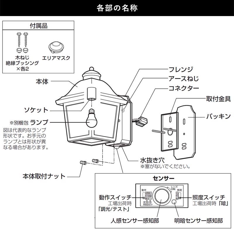 玄関照明 外灯 屋外 照明 センサー付き 人感センサー ポーチライト 玄関 照明 おしゃれ led 壁掛け ブラケットライト 北欧 レトロ LED電球交換可能 100V 関連画像2