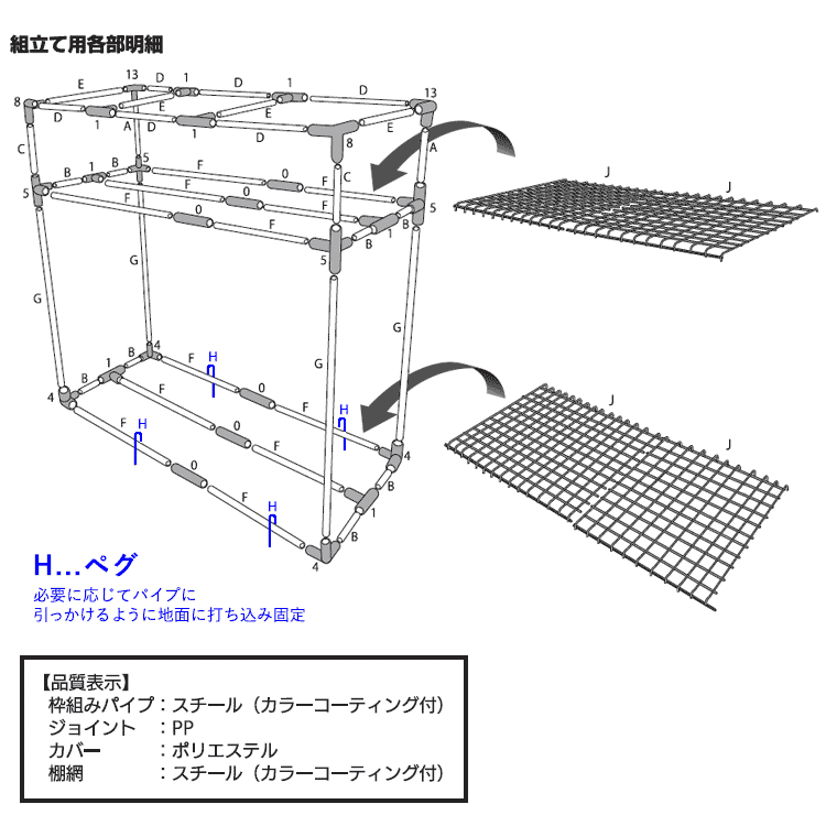 簡易倉庫 物置 幅110 奥行50 ガレージ DIY 組立簡単 屋外 収納庫 家庭用 小型 一時保管 ガーデンハウス 防水 UVカット 雨よけ 日よけ 庭 関連画像5